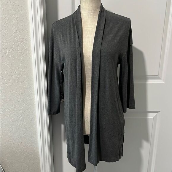 J. Jill Heathered  Gray Women's Open Cardigan Pockets Sz M - Picture 1 of 7